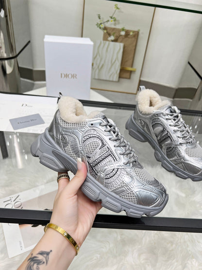 CD Chrono Sneaker Grey Wool Lining Mesh Fabric And Calfskin
