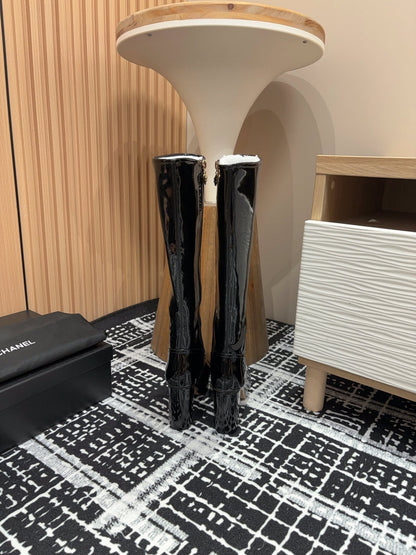 CC High Boots 90mm Black Lambskin