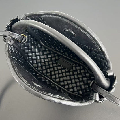 BV Small Cobble Top Handle 23cm Black Lambskin