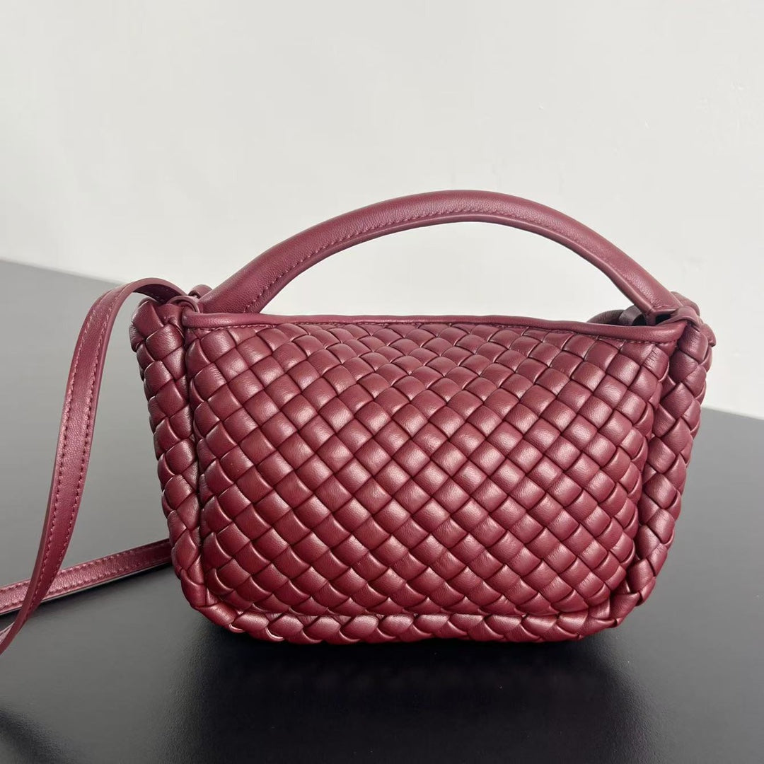 BV Small Cobble Top Handle 23cm Dark Red Lambskin