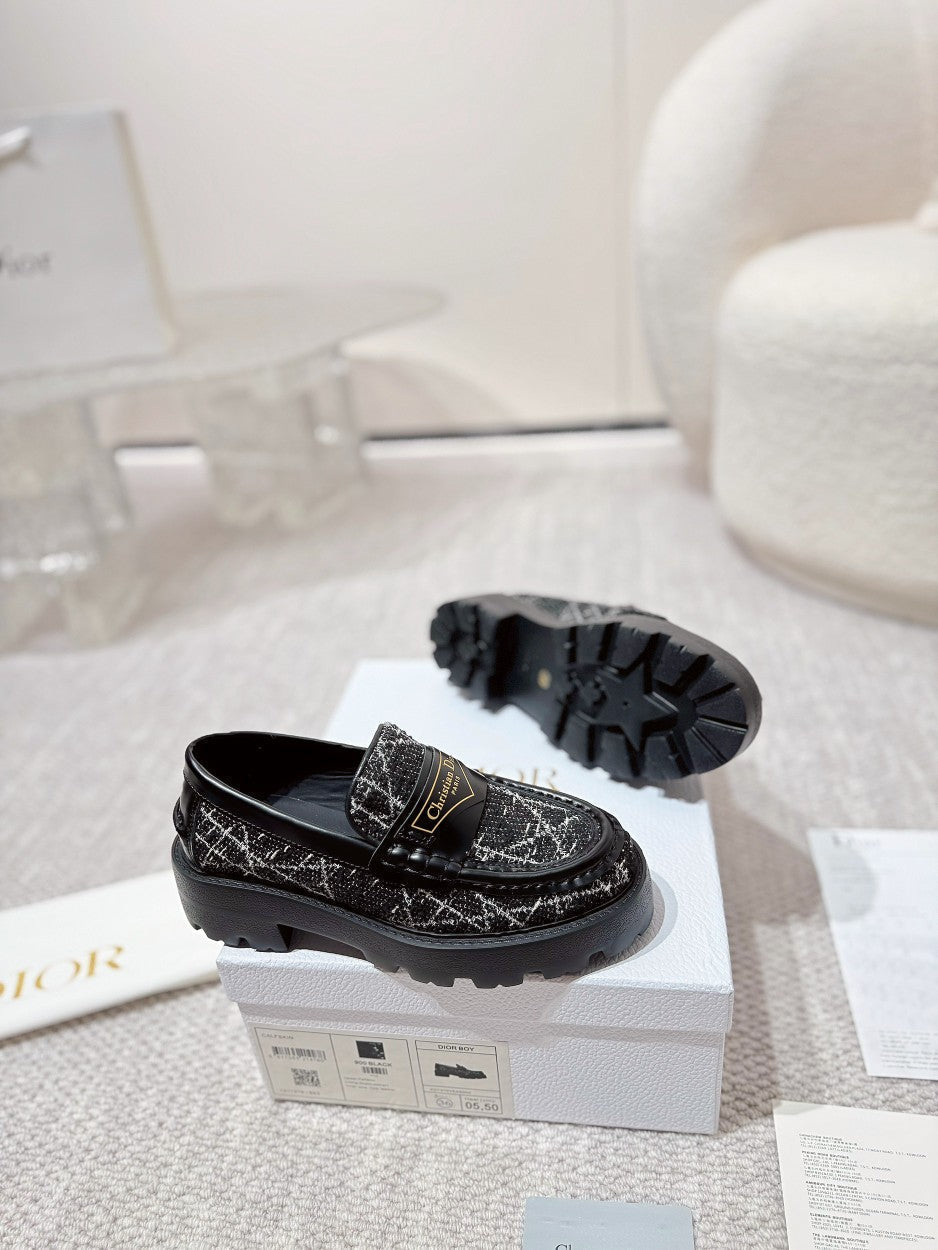 CD Boy Platform Loafer In Black Tweed Fabric  988792