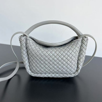 BV Small Cobble Top Handle 23cm Grey Lambskin