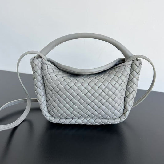BV Small Cobble Top Handle 23cm Grey Lambskin