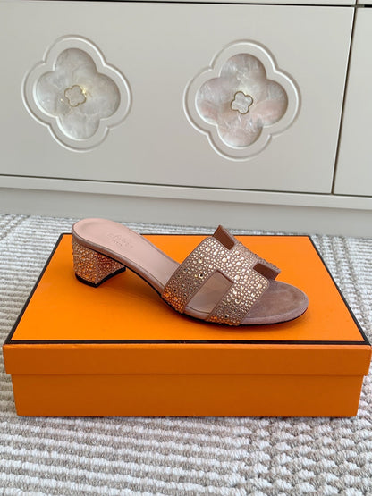 HM Oasis Sandal 50mm Pink Suede Goatskin 291394