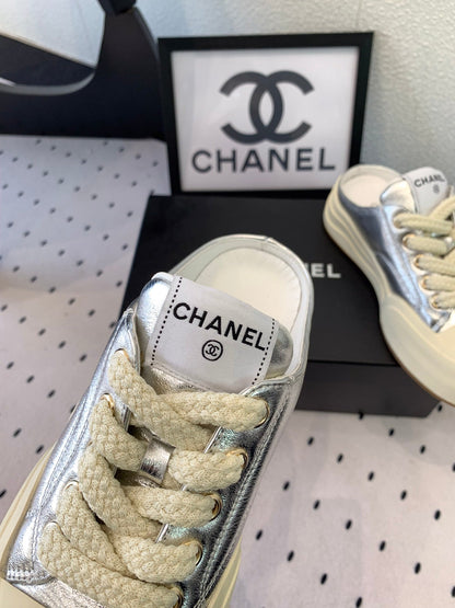 CC Mule Sneaker 50mm In Silver Cowhide 147071