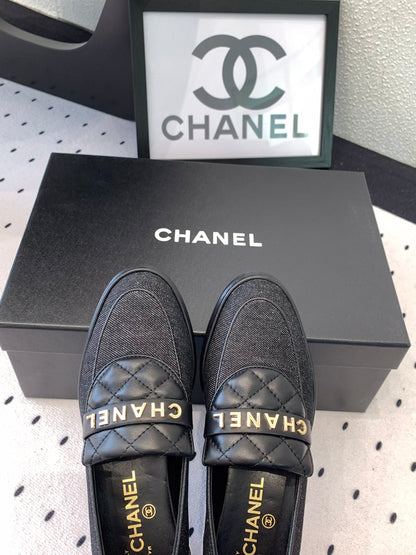 CC Moccasins In Black Denim Fabric 147020