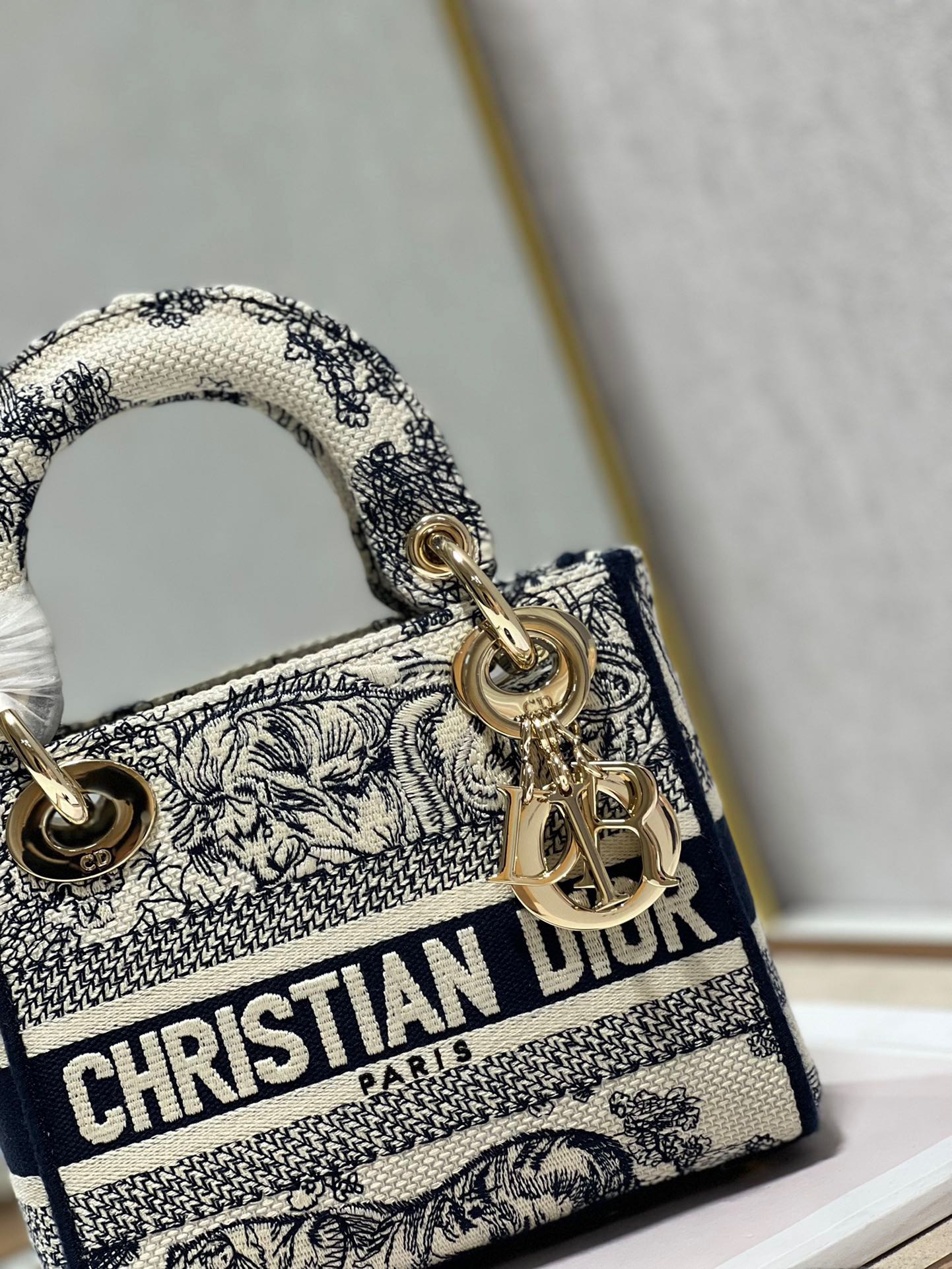 CD Old Blue Tiger 17 Lady Dior Bag Canvas 336742