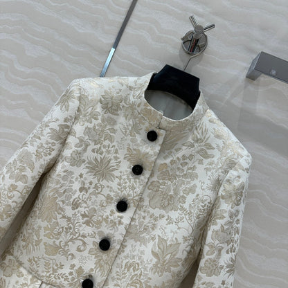 CD 25 Stand-up Collar Short Jacket Beige Actylic