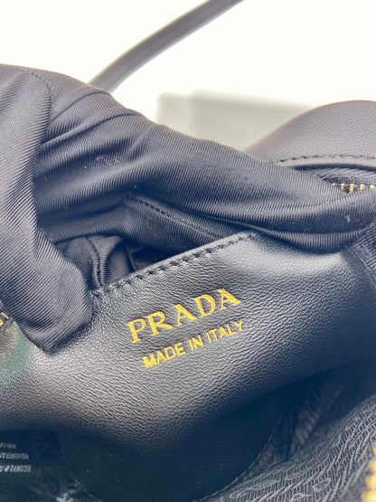 BOW BAG 18 IN BLACK RE-NYLON AND LAMBSKIN