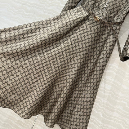 Gucci 25 Monogram Dress Gray Silk
