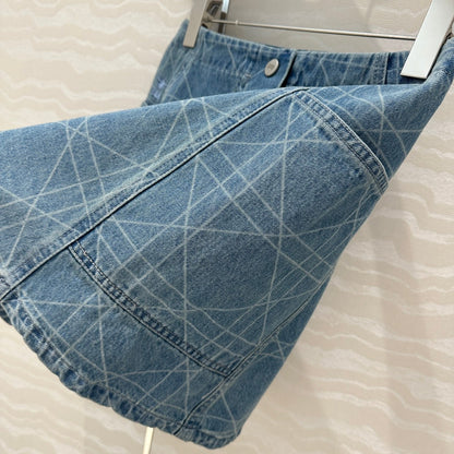 CD Short Skirt Retro Blue Cotton