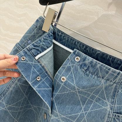 CD Short Skirt Retro Blue Cotton