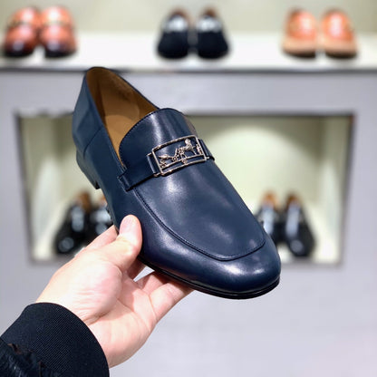 HM Men's Loafer Navy Blue Calfskin 539687
