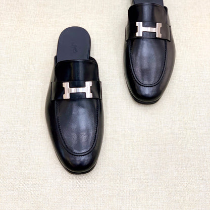 HM Men's Mule Black Calfskin 539720