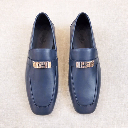 HM Men's Loafer Navy Blue Calfskin 539738