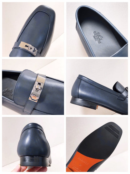 HM Men's Loafer Navy Blue Calfskin 539738