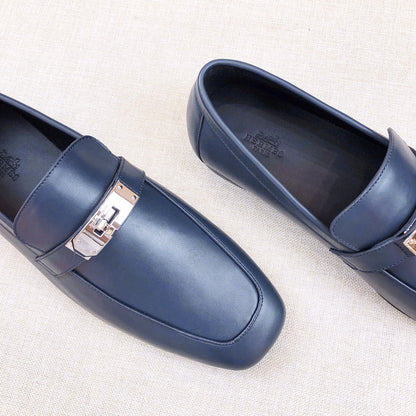 HM Men's Loafer Navy Blue Calfskin 539738