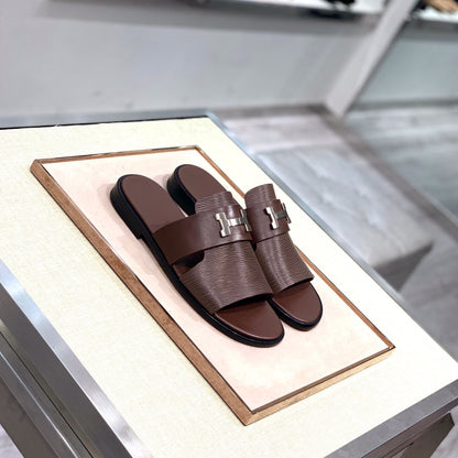 HM Men's Slide Brown Cowhide 567148
