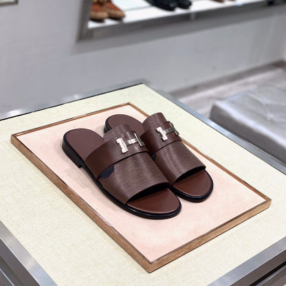 HM Men's Slide Brown Cowhide 567148