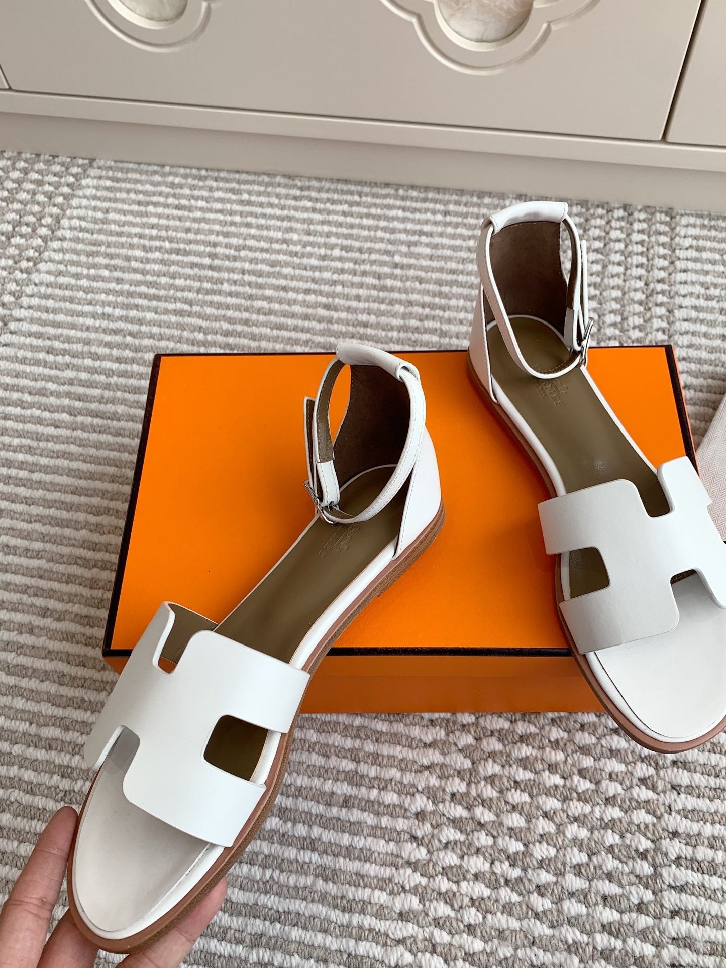 HM 25 Santorini White Etoupe Calfskin