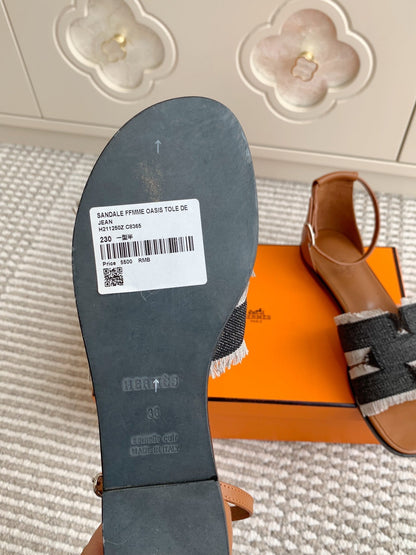 HM Santorini Sandal Raw Blue Cowhide 291387