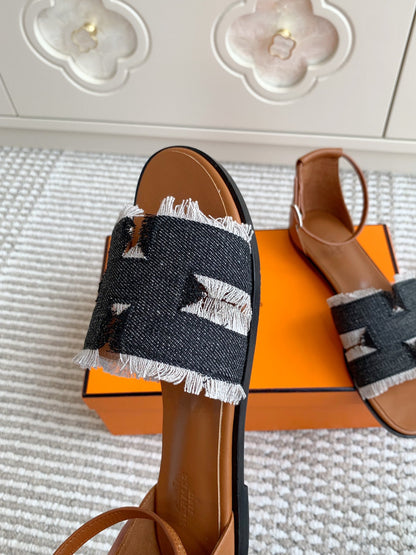 HM Santorini Sandal Raw Blue Cowhide 291387
