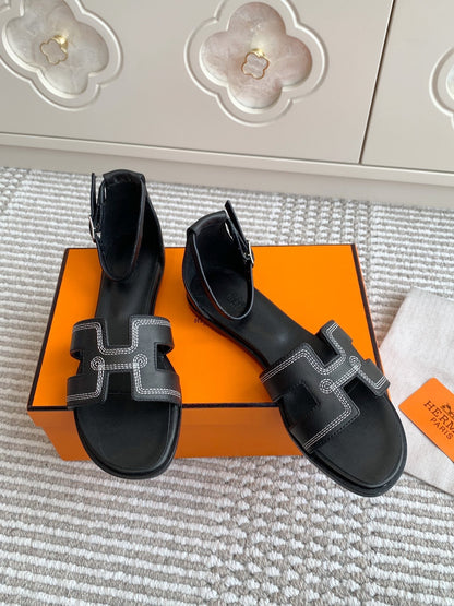 HM Santorini Sandal Black Cowhide 291390