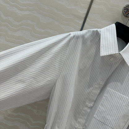 Loewe Pinstriped Shirt Dress White Cotton