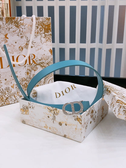 Dior Crystal Buckle Belt 20mm Smooth Calfskin 186307