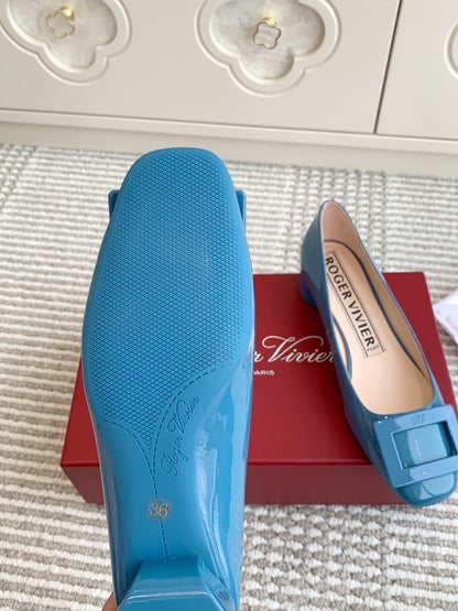 Viv 25 Ballet Flats Blue Cowhide Leather Sheepskin 255210
