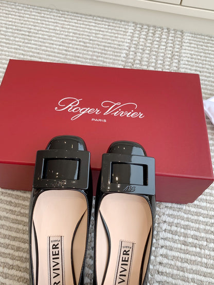 Viv 25 Ballet Flats Black Cowhide Leather Sheepskin 255211