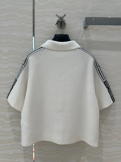 CD Short-Sleeved Cardigan Jacket White Viscose Polyamide