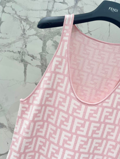Fendi Sleeveless Dress Pink Wool