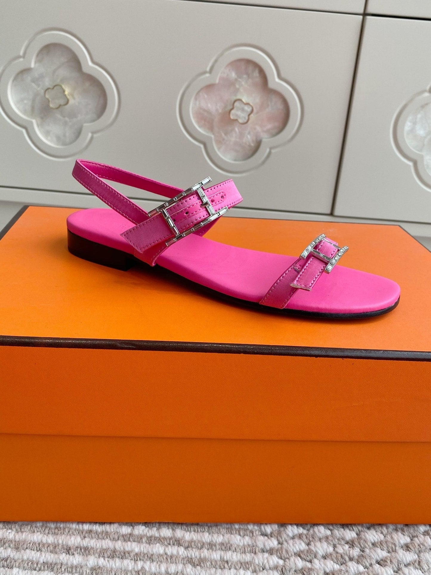 HM Cristal Sandals Pink Calfskin 291447