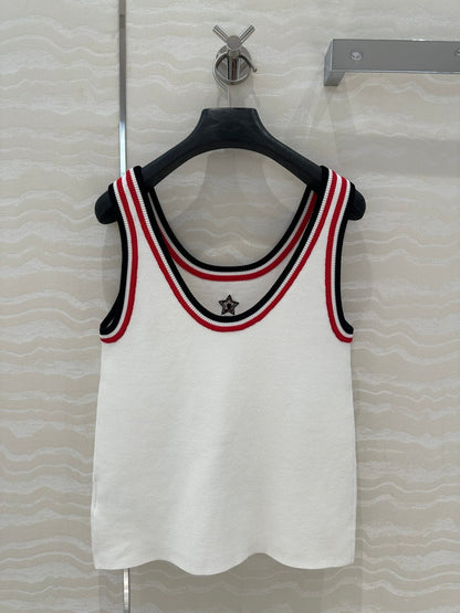 CD Tank Top White Rayon Polyester