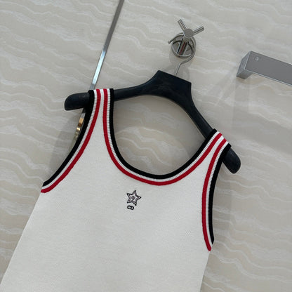 CD Tank Top White Rayon Polyester