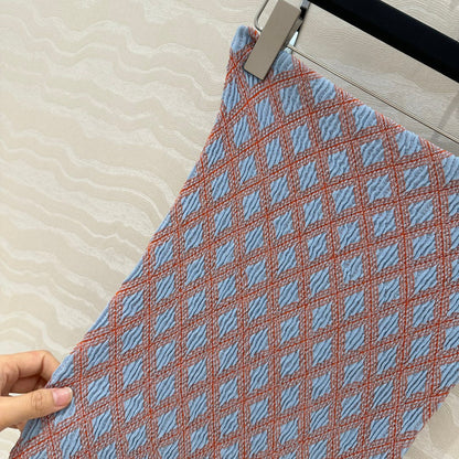 Prada Long Skirt Blue mix Orange Cotton Poliamide