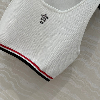 CD Sport Knitted Top Vest White Linen Silk