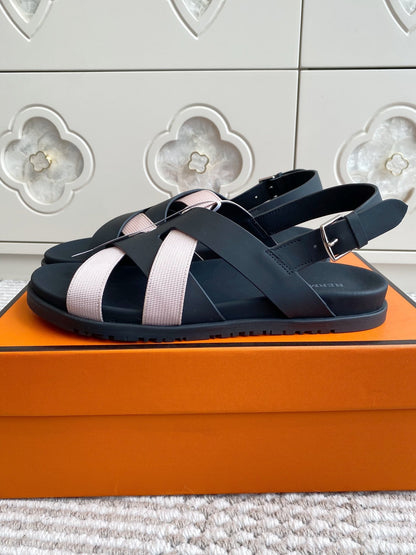 HM Heracles Sandals Black Pink Calfskin 291449