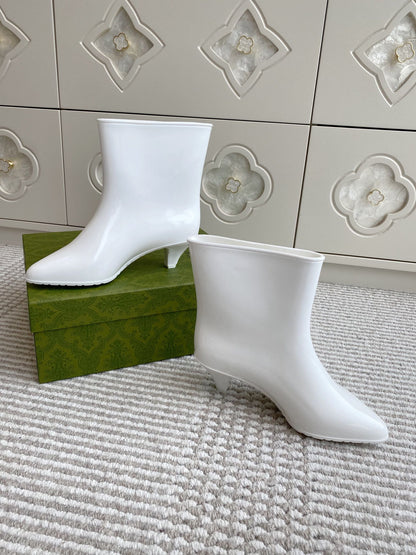 GC Ankle With Interlocking G Boot White Rubber 291026