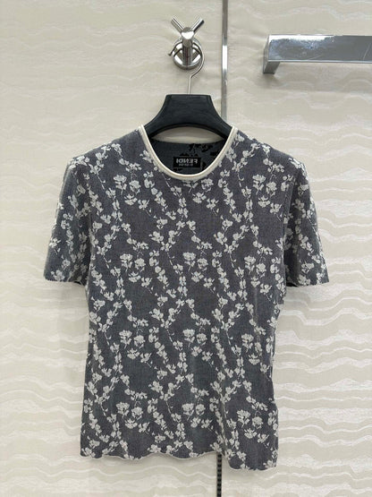 Fendi Knitted Top Dark Gray Cotton Viscose