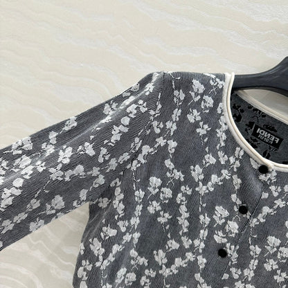 Fendi Knitted Cardigan Dark Gray Cotton Viscose
