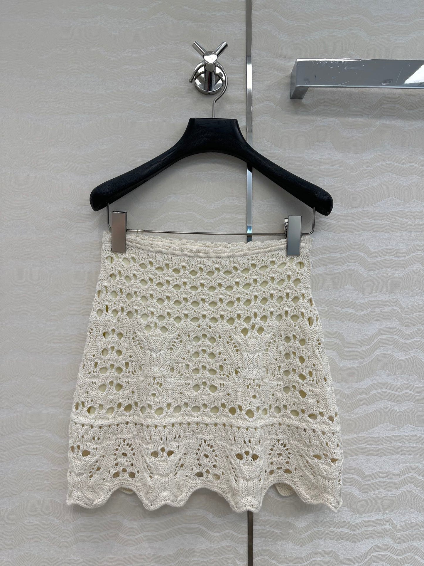 CD Hollow Short Skirt  White Cotton Washi