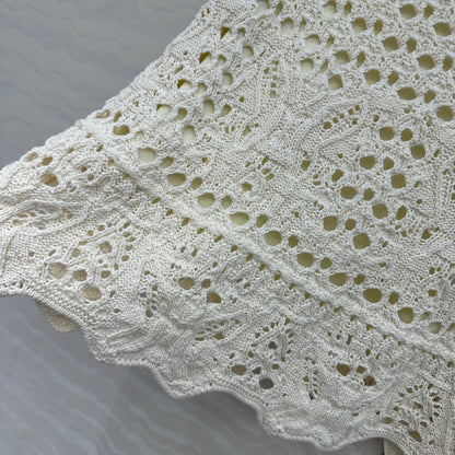 CD Hollow Short Skirt  White Cotton Washi