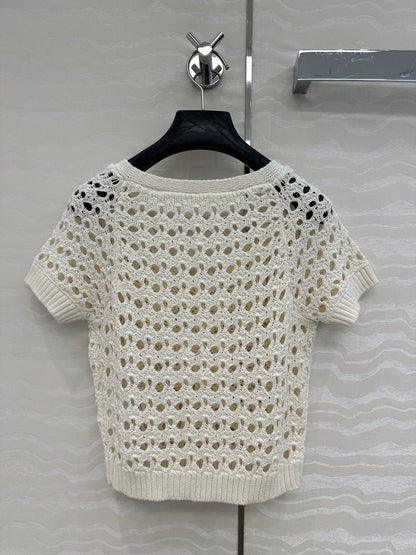 CD Butterfly Hollow Top  White Cotton Washi