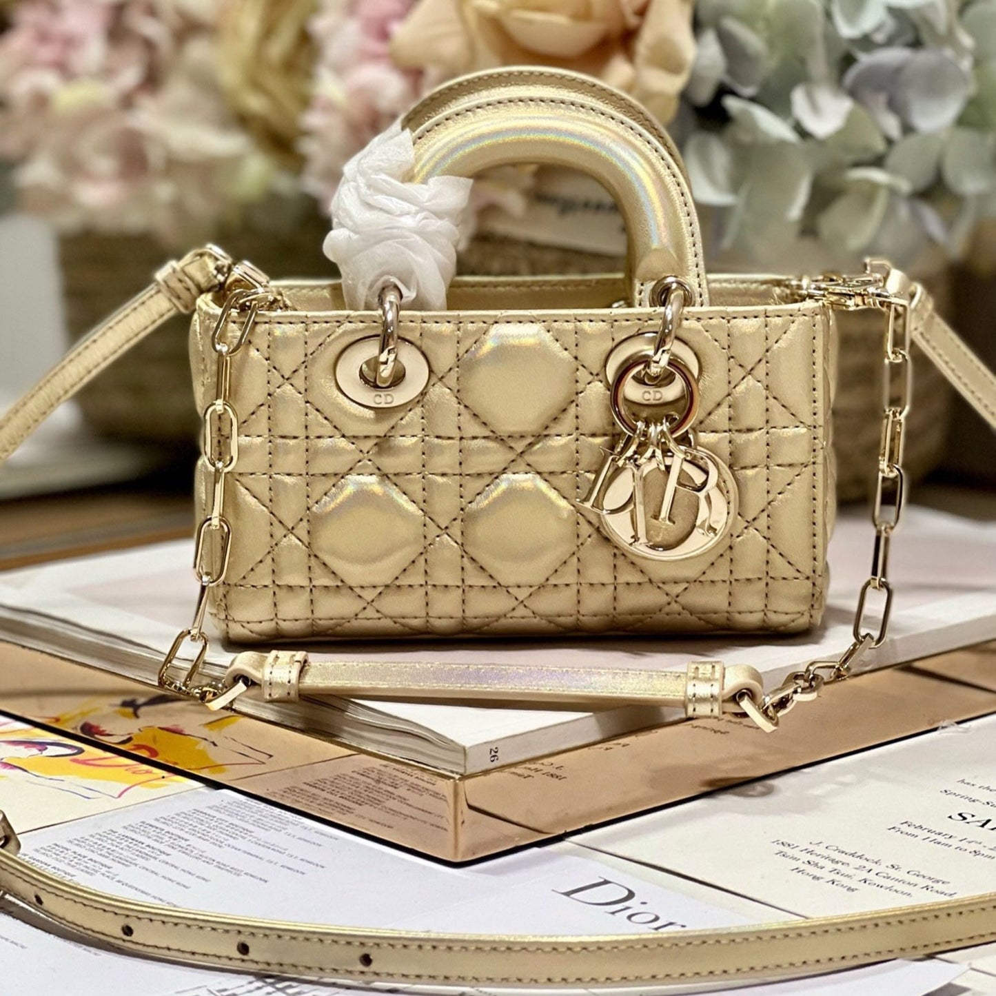 CD Lady D-Joy 16 Gold Lambskin 336621