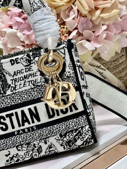 CD Paris White 17 Lady Dior Bag Canvas 336756