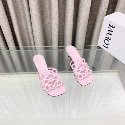 Loewe 25 Petal Anagram Slide 45mm Pink Sheepskin