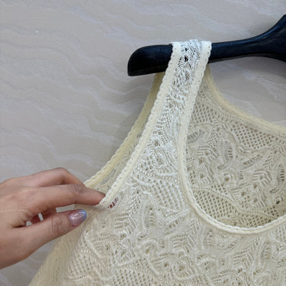 CD Hollow Vest Light Cream Cotton