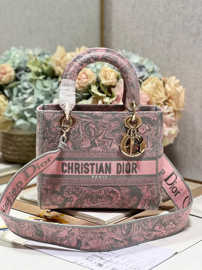 CD New Foundation Tiger 24 Lady Dior Bag Canvas 336733